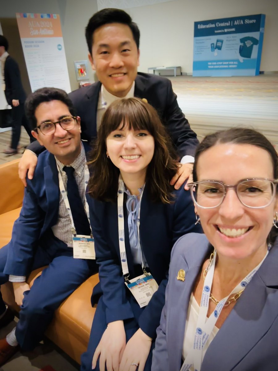 The @MayoUrology crew is ready to close down last sesh of #AUA24, inadvertently matching in shades of blue. 💙💪 📣@kvnkoo moderating Health Services Research session 📣 @AmandaSeyer speaking on how to prep chief residents for leadership success 🎉@Moh_AhmedMD & I supporting!