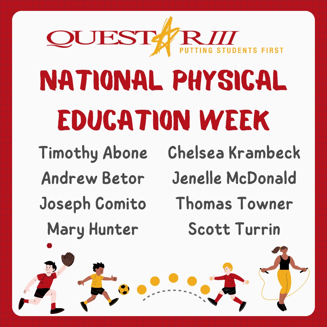 As we wrap up National Physical Education Week tomorrow, Questar III BOCES would like to thank our amazing group of Physical Education teachers. Thank you for everything you do to support our students! #QuestarIII #BOCES #NationalPhysicalEducationWeek