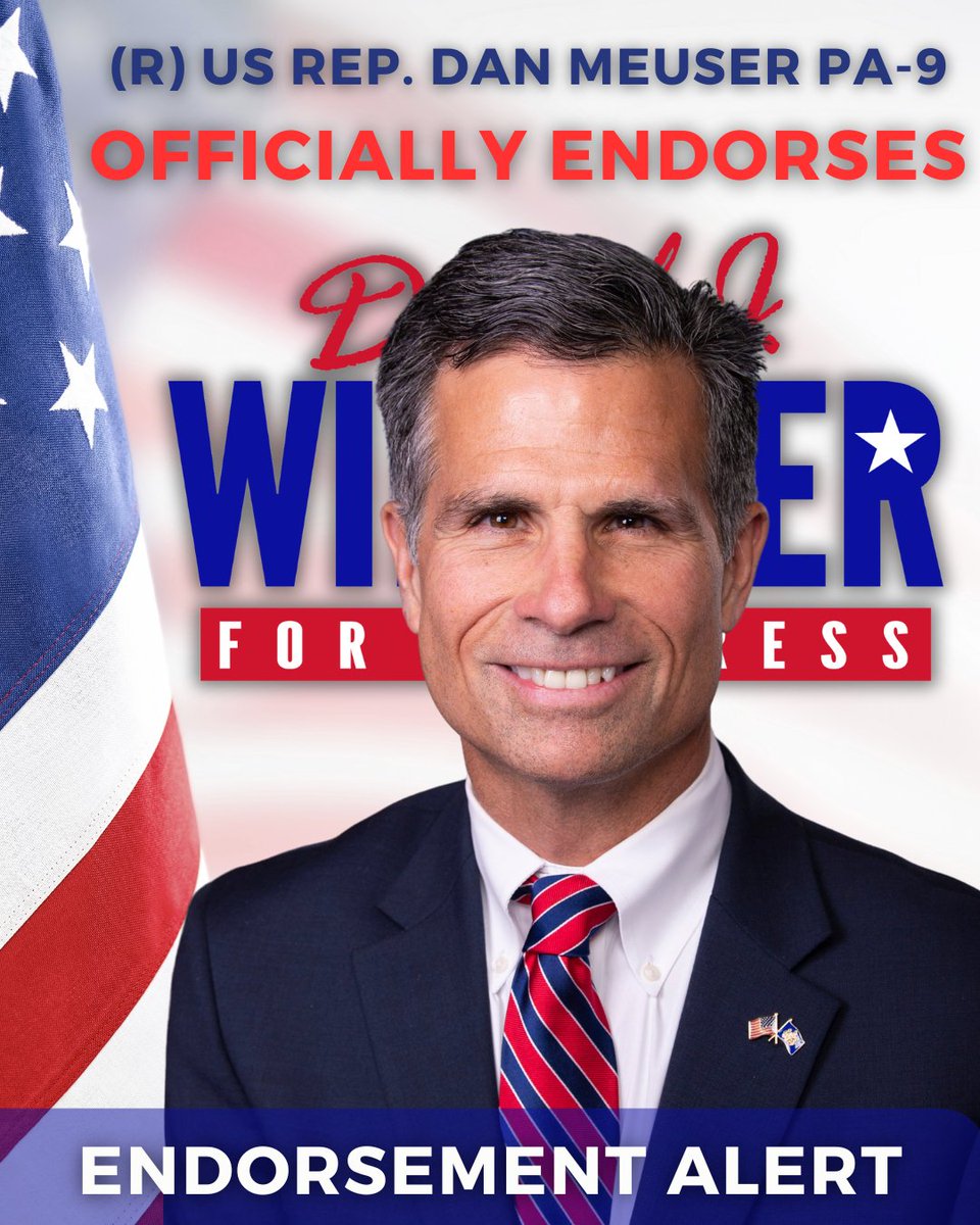 It's Official: (R) Dan Meuser US Rep. for the 9th District of Pennsylvania has officially endorsed our campaign. My campaign is deeply humbled & honored to have his endorsement as we seek to restore the fires of American Ingenuity in the 4th Congressional District of…