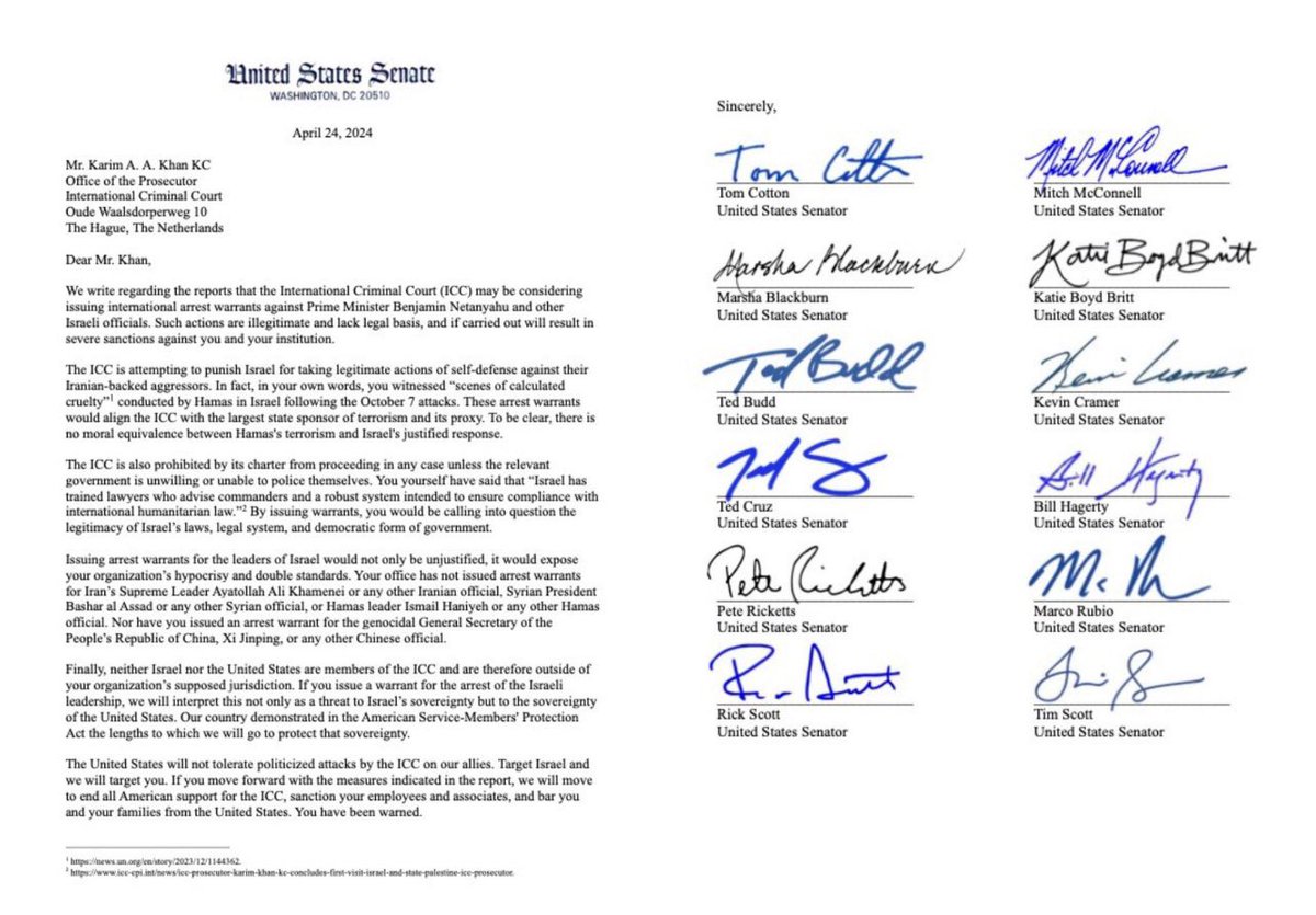 hzomlot's tweet image. Astonishing: US politicians threaten the ICC to shield war criminals. If so certain of their innocence why not let them face trial?