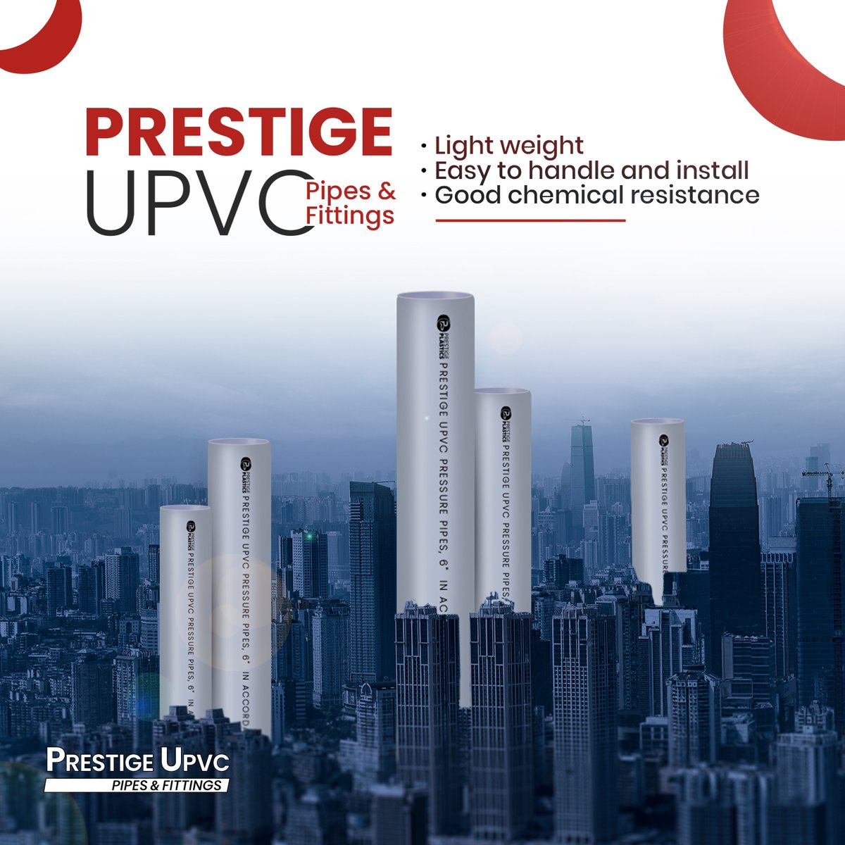 Rise above the urban jungle with Prestige UPVC Pipes & Fittings. Tailored for the modern skyline, they offer the lightness for easy installation. With Prestige, it’s not just about building, it’s about outlasting. 🌃🚧