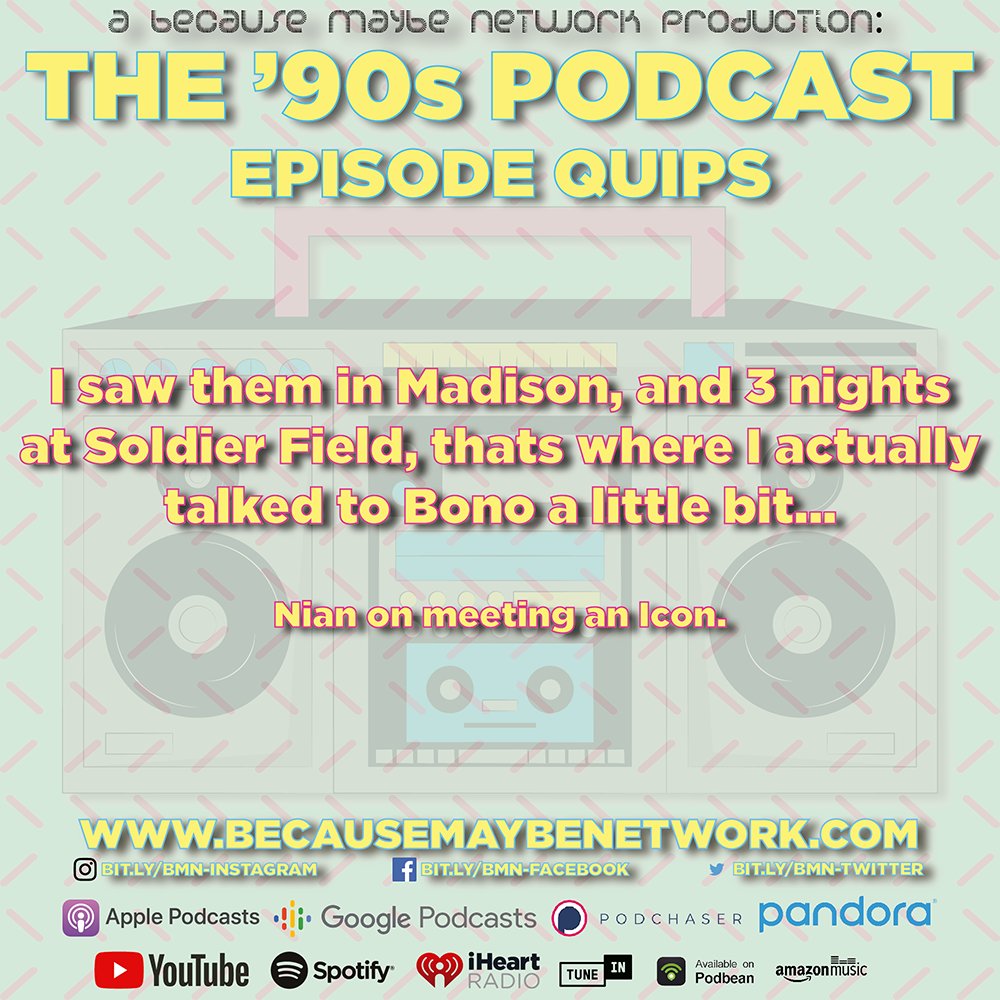 Meeting an icon…

bit.ly/90sP-S10-E10

#90spodcast #podcast #nostalgia #throwback #90s #albumreview #90smusicreview #classicalbums #achtungbaby #u2 #bono #theedge #one #betterthantherealthing #thefly #mysteriousways #zootv #rocklegends