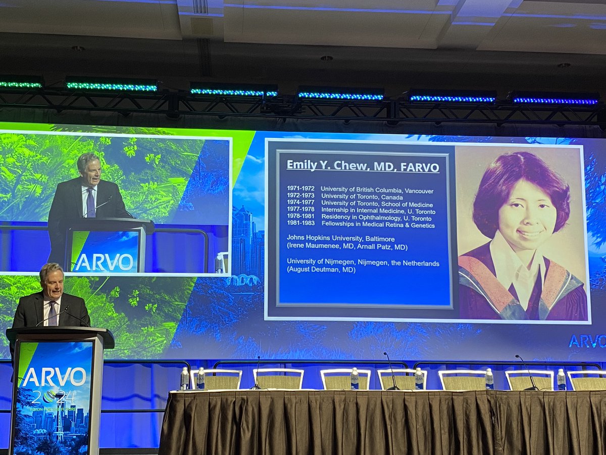 The wonderful Emily Chew has started her Proctor Medal lecture at #ARVO2024. Congratulations, Emily!