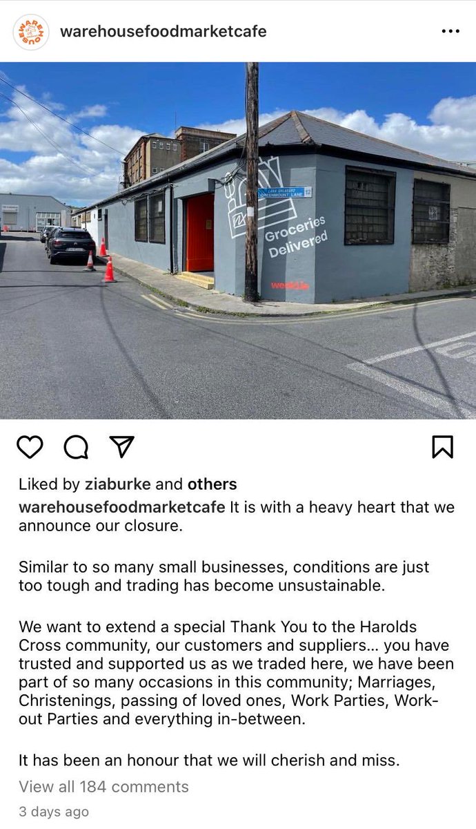 🚨Another Closure Due to current trading conditions another fine business has to close. Government policies are crippling Food led Businesses A reduction in vat rate for food led businesses is a must to correct trading conditions ⁦@mmcgrathtd⁩ ⁦@SimonHarrisTD⁩