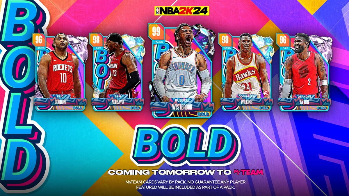 Bold drops tomorrow! ⚠️ Add these player cards & more via Agendas or from the Pack Market: 🌌 Dark Matter Russell Westbrook 💫 Galaxy Opal Dominique Wilkins 💫 Galaxy Opal Bam Adebayo