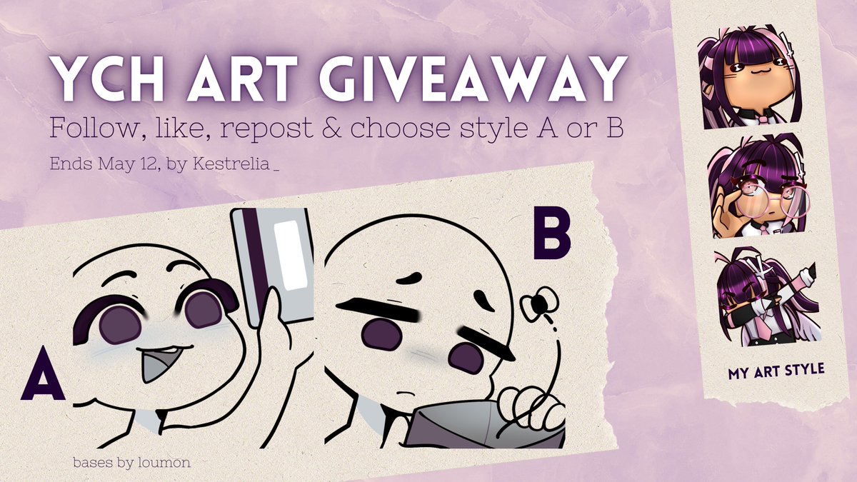 ✨ MAY ART RAFFLE ✨

Its gacha season!! How are we feeling, gamers? 😎

💸 Follow kestrelia_
💸 Repost
💸 Like
💸 Comment style A or B

Extra winner every 100 entries 💖
Ends May 12 #giveaway #raffle