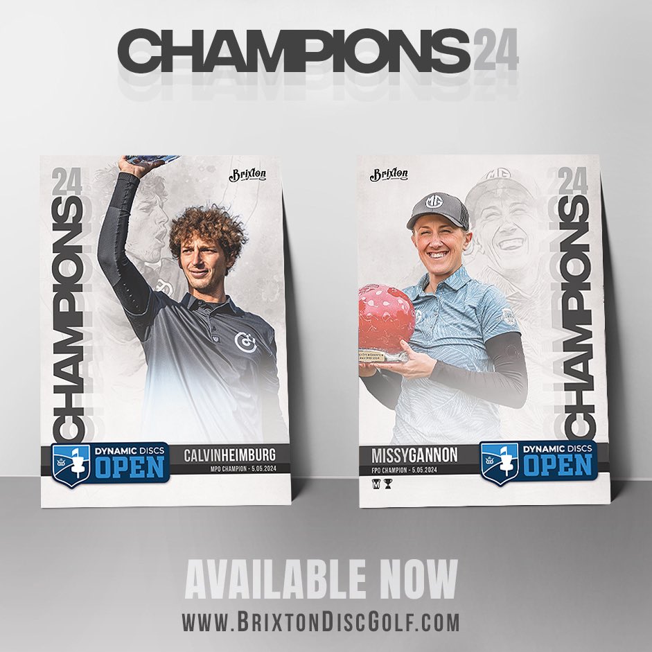 Fresh Champions Series cards just dropped! Commemorate the BIG win and add these to your collection today. Only 200 prints available! #DiscGolf #DiscGolfCards brixtondiscgolf.com/product/champi…