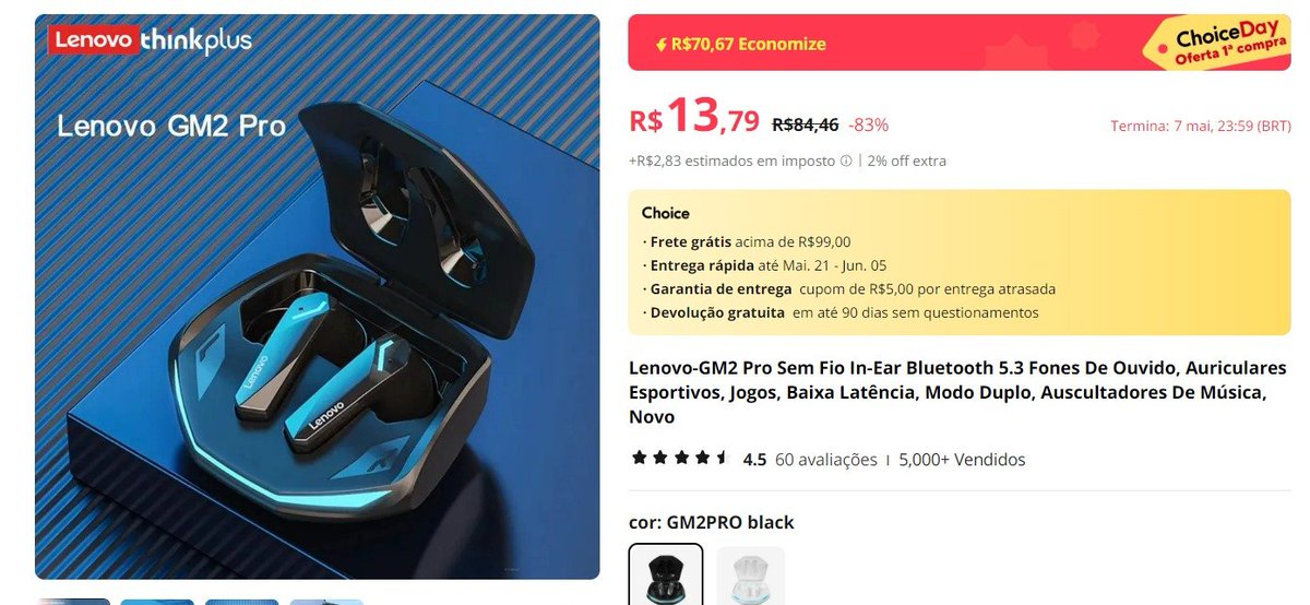 😱 OLHA QUEM VOLTOU: FONE DA LENOVO

✅ Fone LENOVO GM2 Pro 
🔥 POR 13

🔗 tidd.ly/3JLTucC (abra em aba anônima)

- PRIMEIRA COMPRA ✨
- FRETE GRÁTIS NOS COMENTÁRIOS ✨