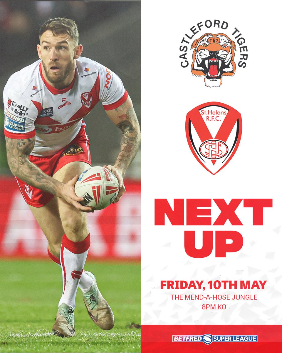 🐯🆚😇 Planning on joining us over in Castleford on Friday night? Then secure your tickets earlier to save! Full ticket and travel information on our website ℹ saintsrlfc.com/2024/05/06/up-… #COYS