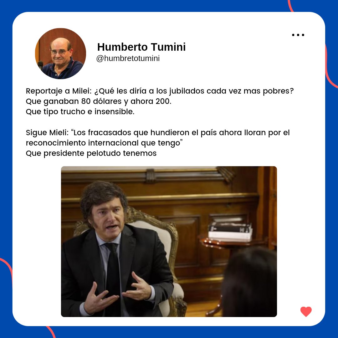 📝| Humberto Tumini vía X (Twitter) 

#LibresDelSur #Pilar #delviso #astolfi #derqui #villarosa #zelaya #lagomarsino #manuelalberti #manzone  #manzanares