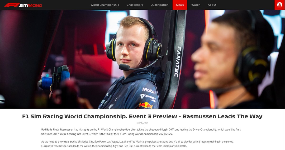 F1 Sim Racing World Championship: Event 3 Preview – Rasmussen leads the way f1esports.com/news/news/2024… #F1Esports