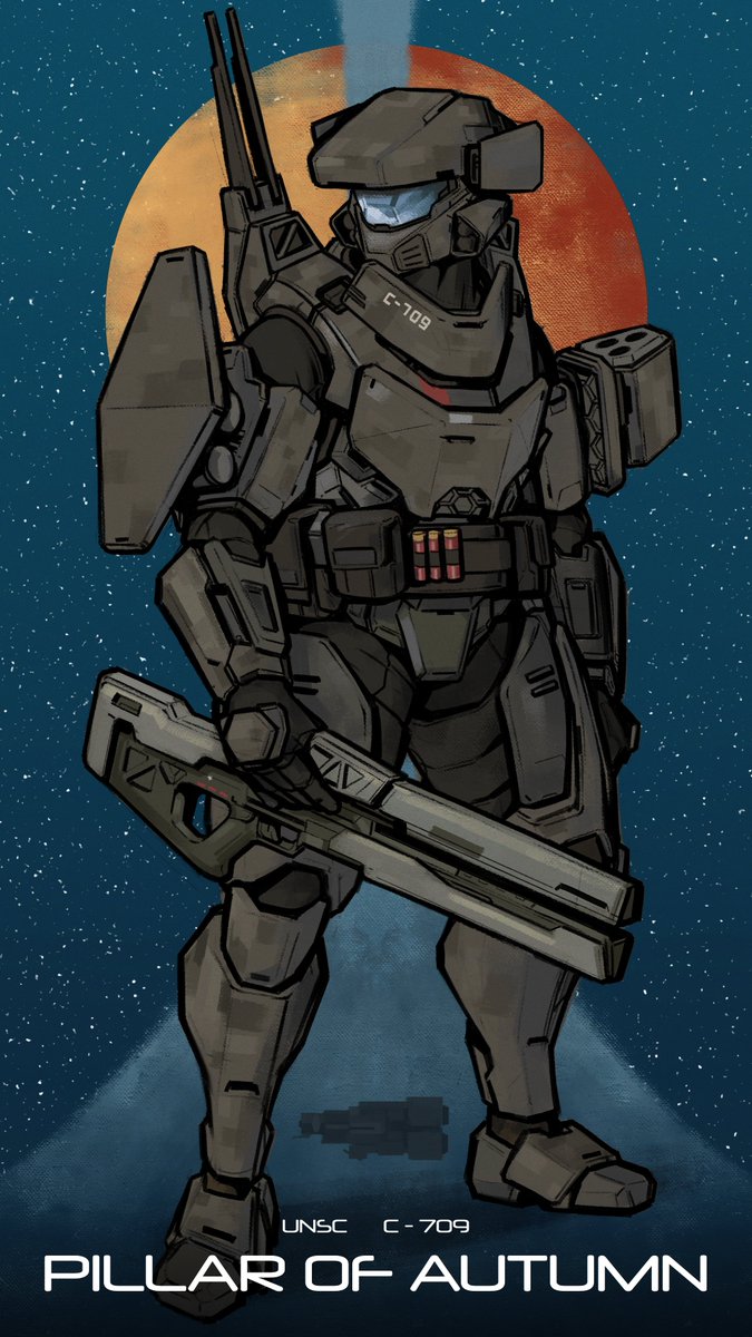 UNSC Pillar of Autumn

A custom commerative Mjolnir suit commissioned by the UNSC, used in publicity and recruitment campaigns.

Really appreciated the feedback from @MGecko117 !
I had a fun time adding little details based of the ship's design. 

#halo #HaloSpotlight #fanart