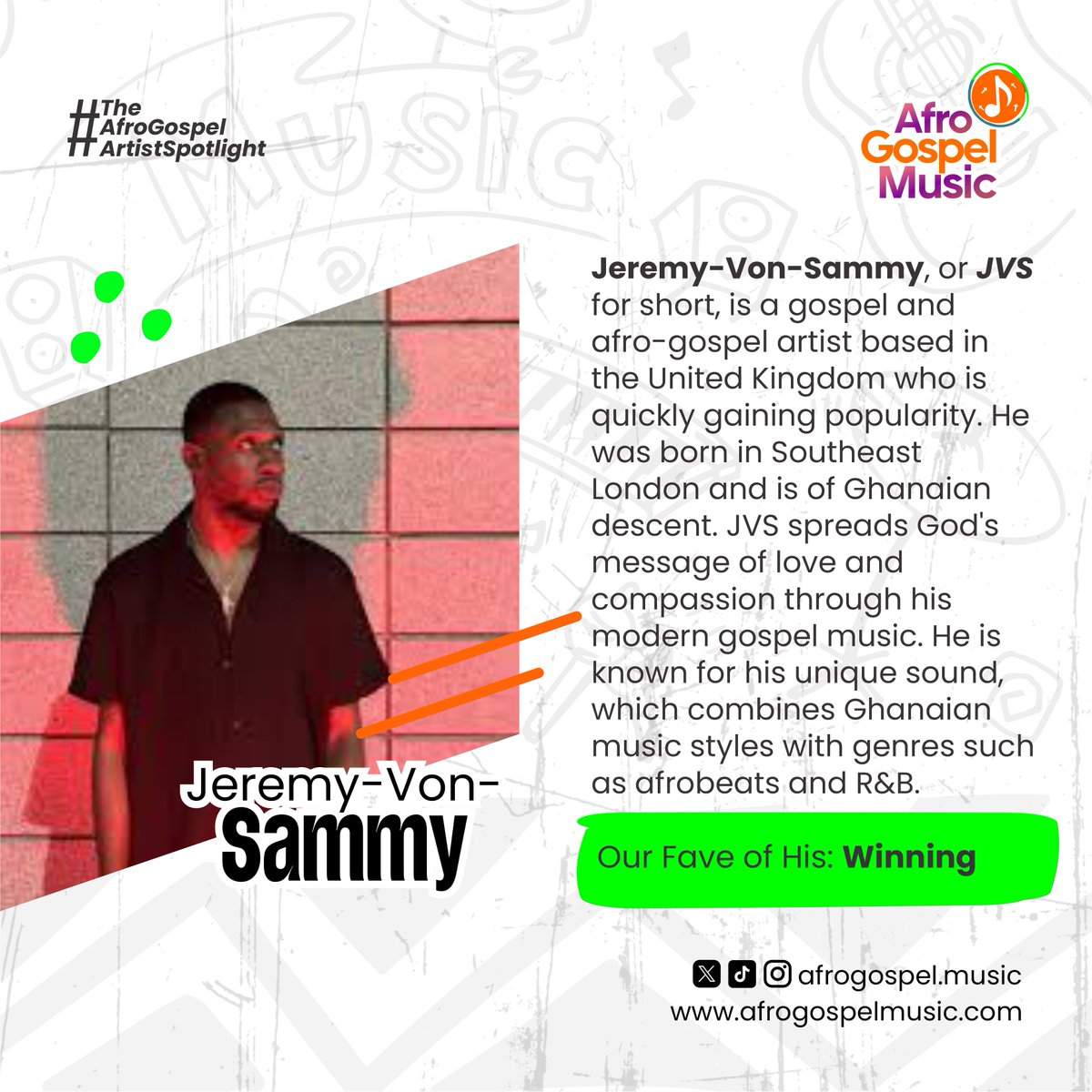 Today, our spotlight is on Jeremy Von-Sammy. 

#Afrogospelmusic #artistspotlight