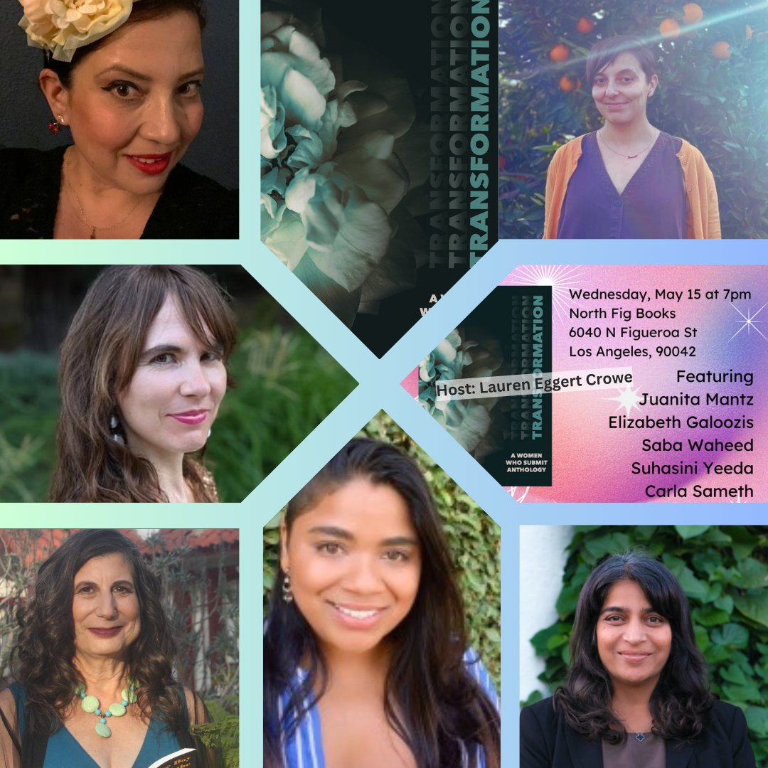 TRANSFORMATION @womenwhosubmit LA Reading in Highland Park!
Wednesday, May 15, 2024 at 7pm PDT
North Figueroa Books: 6040 N Figueroa St, Los Angeles, CA 90042 
#womenwhosubmit 
#womenwhosubmitlit
#womenwriters 
#nonbinarywriters 
#bookrelease 
#authorevent 
#authorreading 
#book