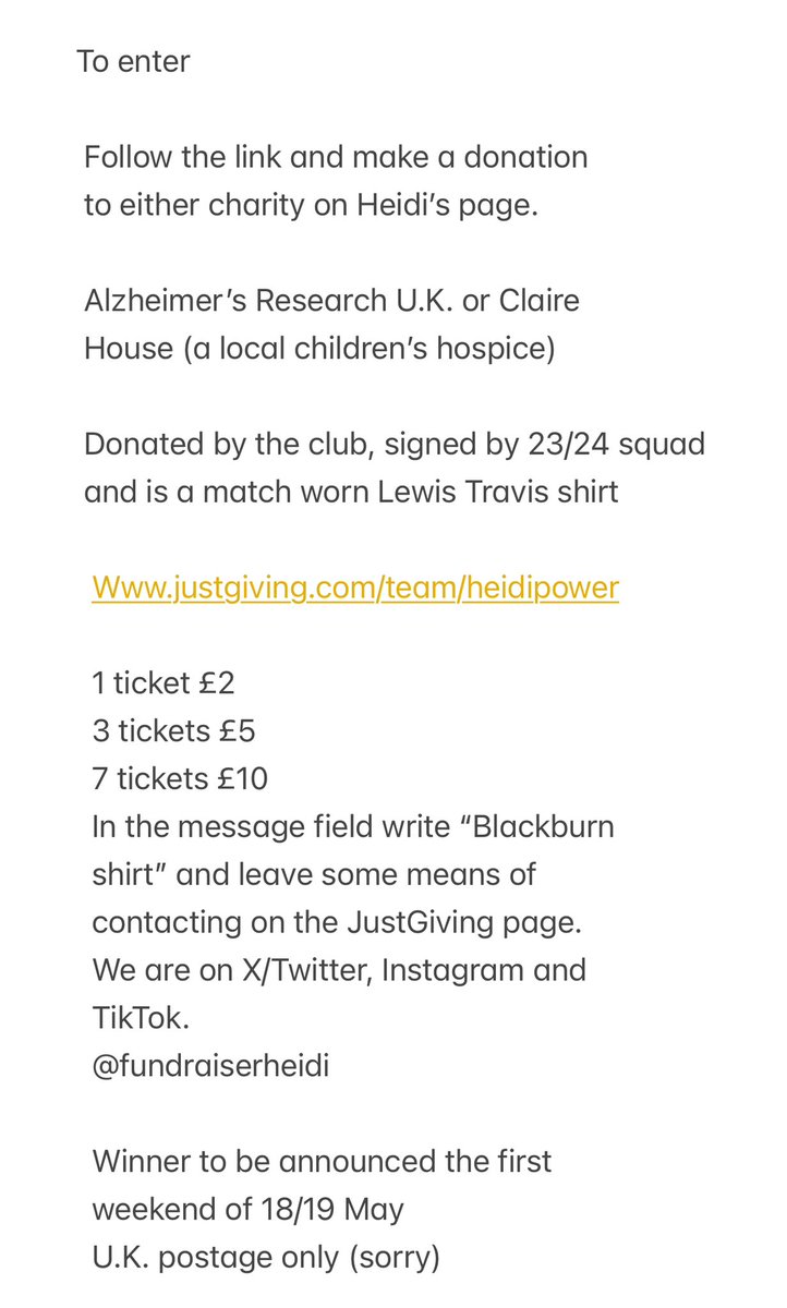 Signed Blackburn Rovers shirt raising money for Alzheimer’s Research & Claire House Children’s Hospice @AndyBRFC_ @amanda_BRFC @nickotherovers @roverschat_ @david_barker1 @AndyBayes @davep5290 @ParkesThompson @SimonJohnFish @mr_maack @SamuelShip @NathanEd92 @ChrisMartin_93 #BRFC