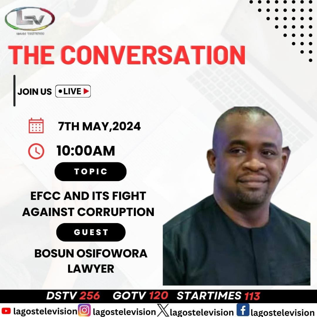 EFCC's relentless battle against corruption has been one of the recent trending topics within and outside Nigeria and to this end we will be discussing this tomorrow on #theconversation with Bosun Osifowora.
#efcc 
#economicjustice 
#corruptionfreezone 
#voiceoflagos