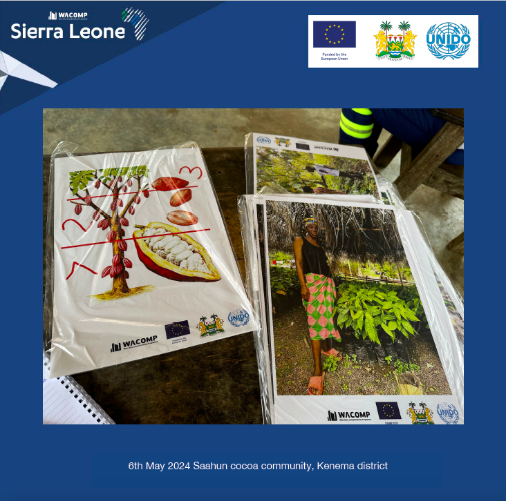 May 6th @EUinSierraLeone funded #WACOMP_SL🇸🇱 @UNIDO team visited Saahun #cocoa community in Kenema district to hold a revision training on #Good #agricultural #practices in line with the strategy for transforming #quality in #Sierra #Leone