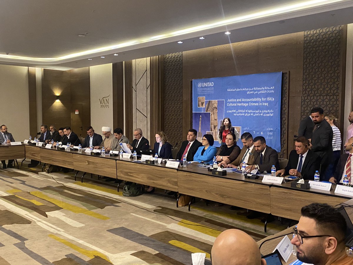 KRG_Coordinator's tweet image. Pleased to commence the #UNITAD workshop today, emphasizing justice and accountability for ISIL&apos;s cultural heritage crimes in Iraq. Recognized #KRG&apos;s advancements in reconstructing ISIL-affected regions. Our dedication to preserving Iraq&apos;s cultural heritage remains steadfast.