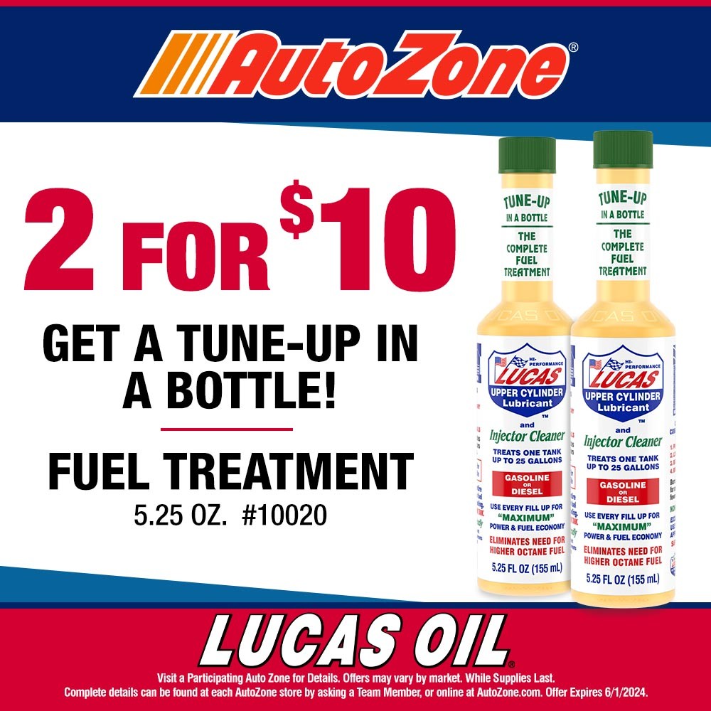 🚙💨 Grab, pour, then go! It's easy to see why our Fuel Treatment is one of our most popular products! Use at every fill up for maximum power and fuel economy!

📍 Take advantage of this awesome deal at your local @autozone, and try it for yourself! #LucasWorks!

#CarCare #MPG