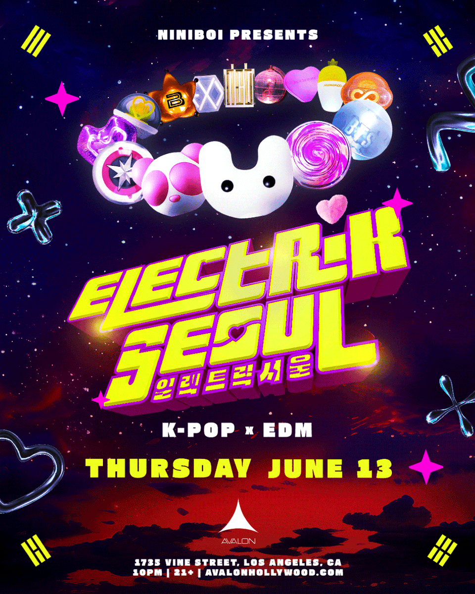 LET’S KEEP IT GOING!!⚡️k-pop meets edm on june 13!! 🤝🤩 don’t forget your kandi & light sticks 🤗 Limited FREE ENTRY w/ RSVP → avalonhollywood.com/electrikseoul **RSVP does not guarantee entry. If you would like to guarantee admittance and arrive any time, you may purchase a GA Ticket!
