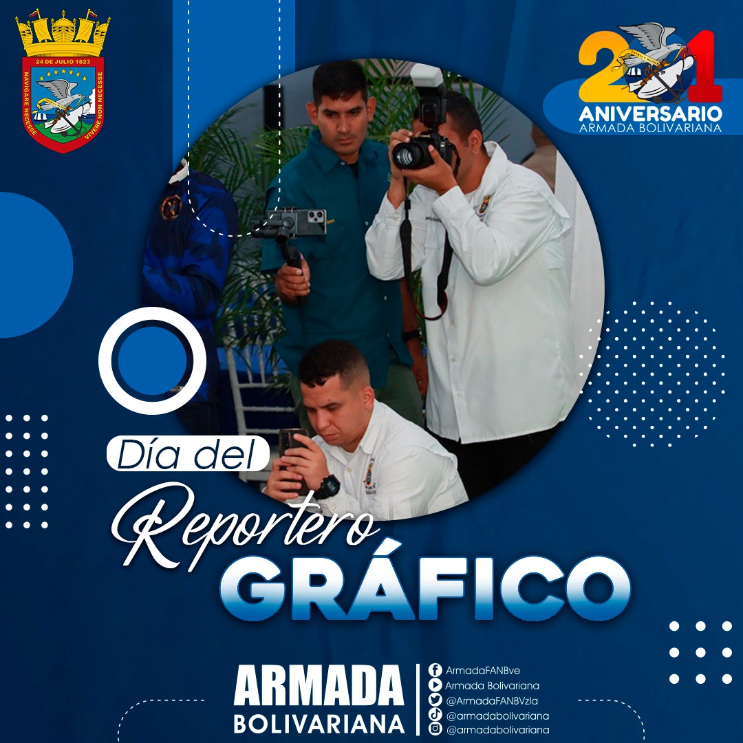 🗓️ La @ArmadaFANBVzla felicita a los Reportero Gráfico en su día. Está fecha conmemora la fundación del Círculo de Reporteros Gráficos de Venezuela en el año 1945, marcando un hito en la historia del periodismo visual en el país. Bz