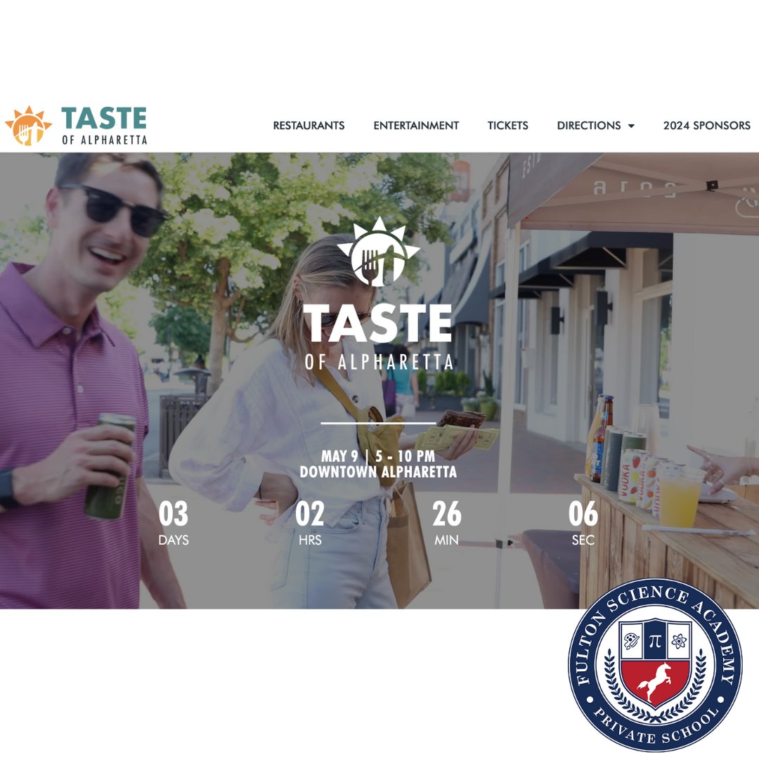 Did you know, FSA will host a booth at this year's Taste of Alpharetta event! Join us for an awesome night of fun foods, drinks, and activities THIS THURSDAY, May 9th from 5-10pm. 
Please visit the Taste of Alpharetta's website for details about tasteofalpharettaga.com