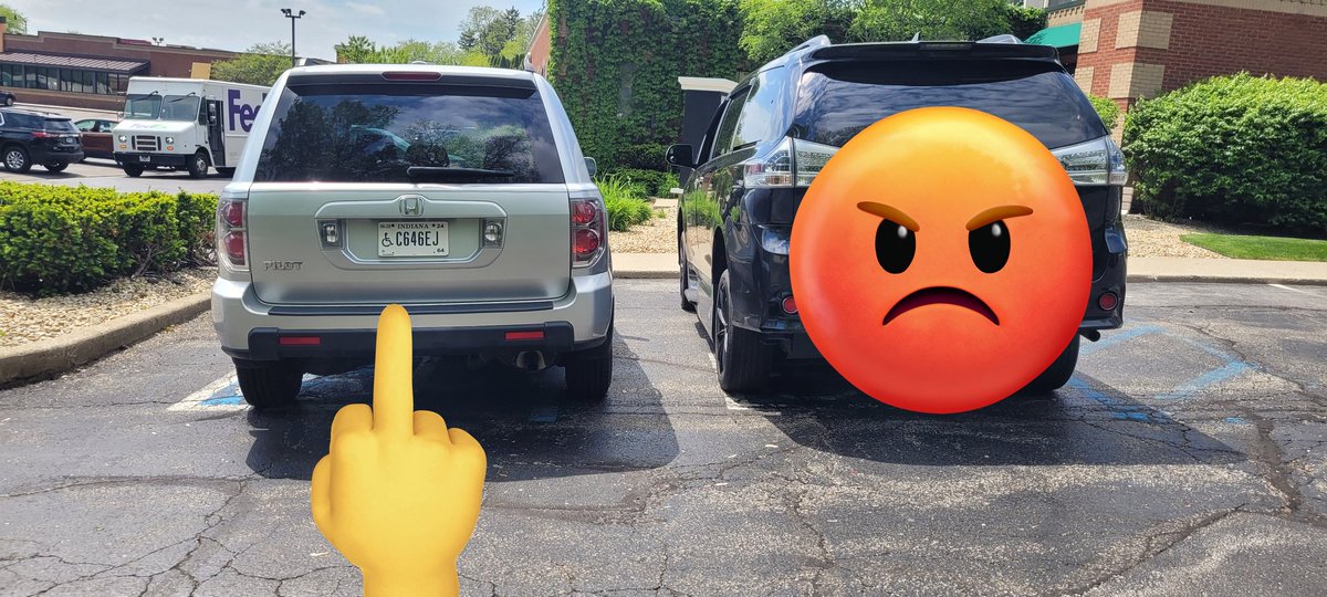 Welcome back to People Park like shit.
Todays loser:
Crooked, over the lines. Forcing us to be as close to ramp space as possible.  This means if someone tries to park on the other side of us, we likely won't be able to access the ramp. #NWI #TheRegion