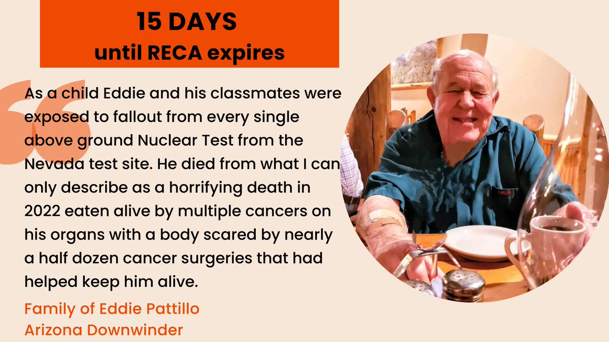 I’m fighting for Arizonans like Eddie and others across the country who were exposed radiation from our government’s nuclear weapons activities. Eddie was excluded from the Radiation Exposure Compensation Act, but @SpeakerJohnson and Congress can fix this. #SaveRECA.