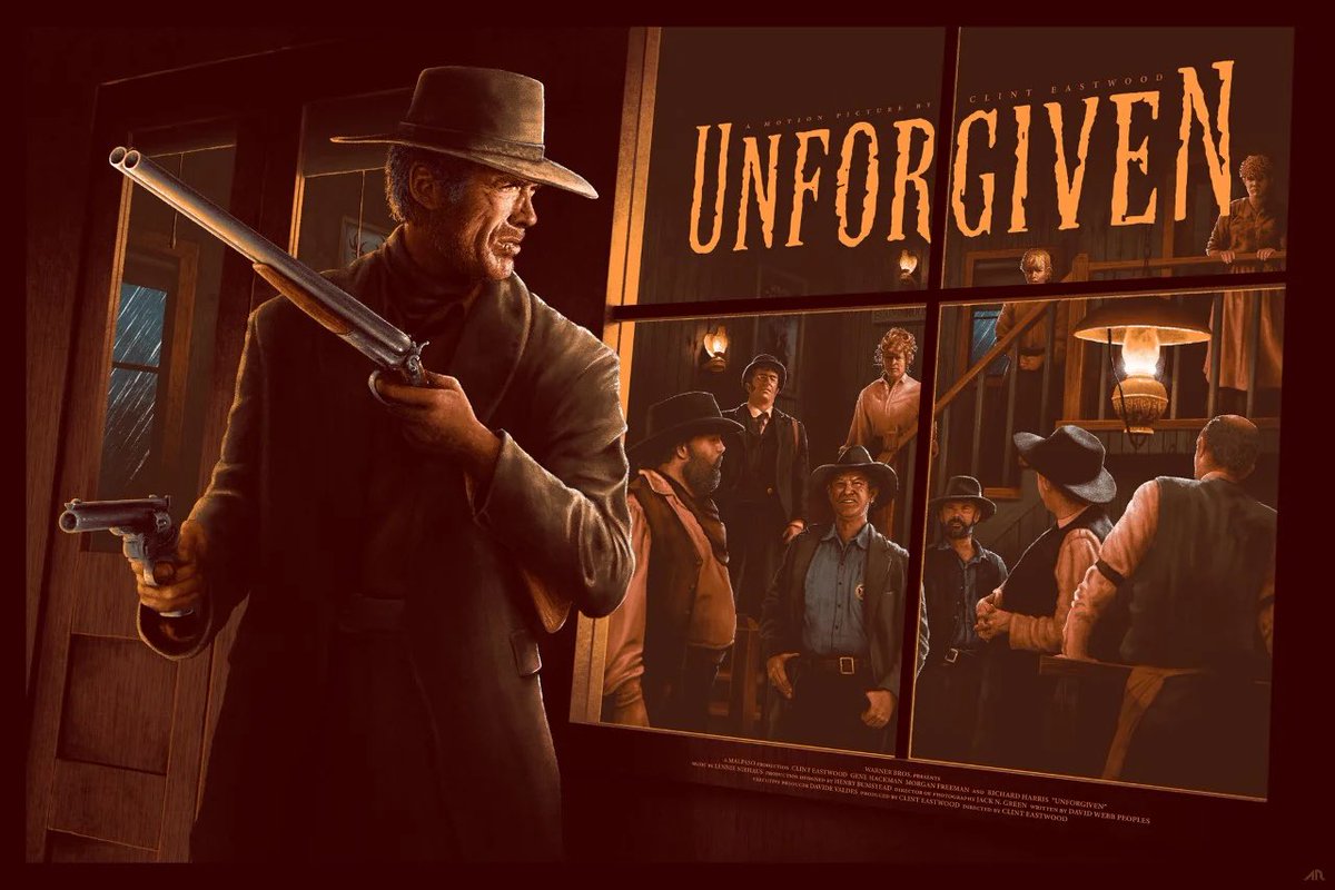 adamrabalais's tweet image. Unforgiven is now available at @MadDuckPosters in both a warm regular edition and cool variant edition

#unforgiven #clinteastwood #genehackman #western #movieposter #screenprint