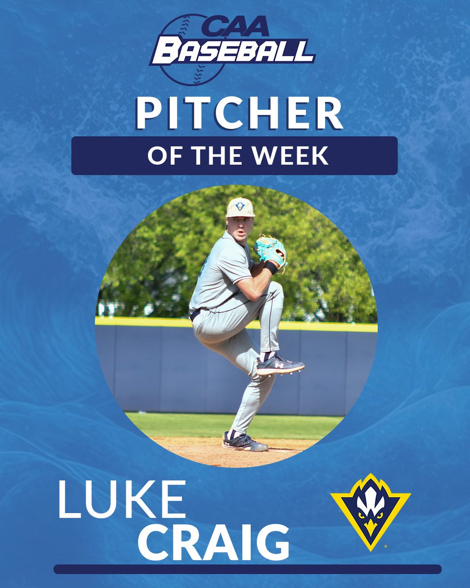 ⚾️ #CAABaseball Co-Pitcher of the Week Luke Craig went 1-0 with two saves during @UNCWBaseball's 4-0 week that included a 5-4 win at #20 NC State and a series sweep of Campbell ➡️ bit.ly/3UsSVct