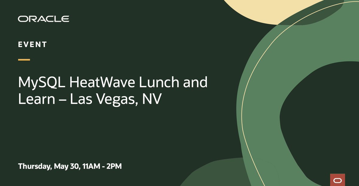 [Lunch and Learn, Las Vegas] May 30, 11AM - 2PM. Don't miss this opportunity to explore #ML and #GenerativeAI on #MySQLHeatWave, also network with the MySQL team and local dolphins while enjoying a complimentary lunch 🐬 Register ➡️ social.ora.cl/6014jexwy