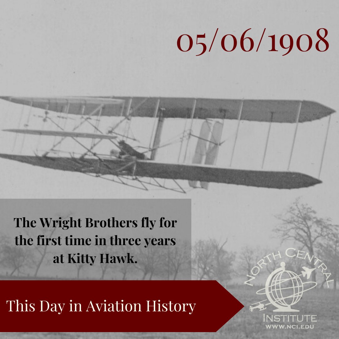 On this day in 1908, the Wright Brothers fly for the first time in three years at Kitty Hawk. Wilbur pilots the “Flyer III”, modified so that the pilot and passenger may sit upright unlike previous models. 
#ThisDayInAviationHistory #AviationGeek #AviationLife #WrightBrothers