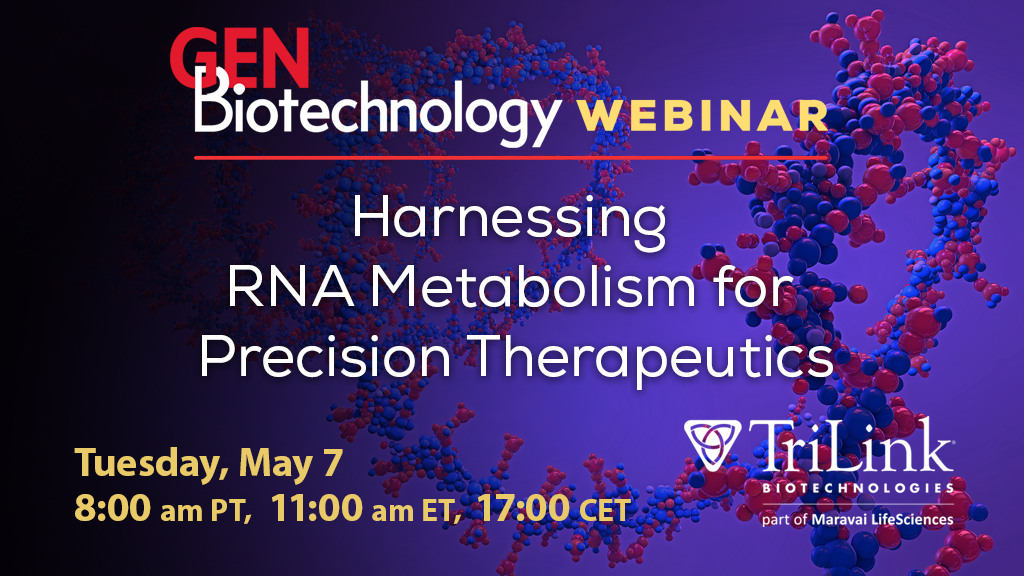 Don't miss out! On 5/7, Jeff Coller, PhD, will describe a new therapeutic technique that enhances mRNA translation. This technology has numerous clinical applications and works by binding to mRNA and improving translation. REGISTER: ow.ly/5b0R50RhEWB @TriLinkBioTech