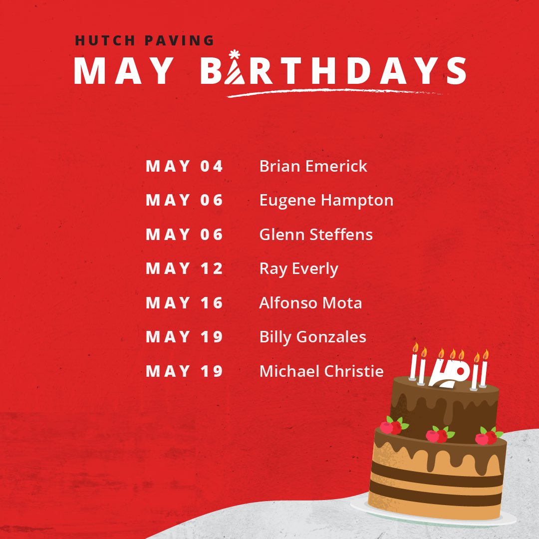 We want to wish a happy belated and early birthday to these awesome Hutch members! May your candles and your day be bright 🎂🎉 #teamhutch #hutchpaving