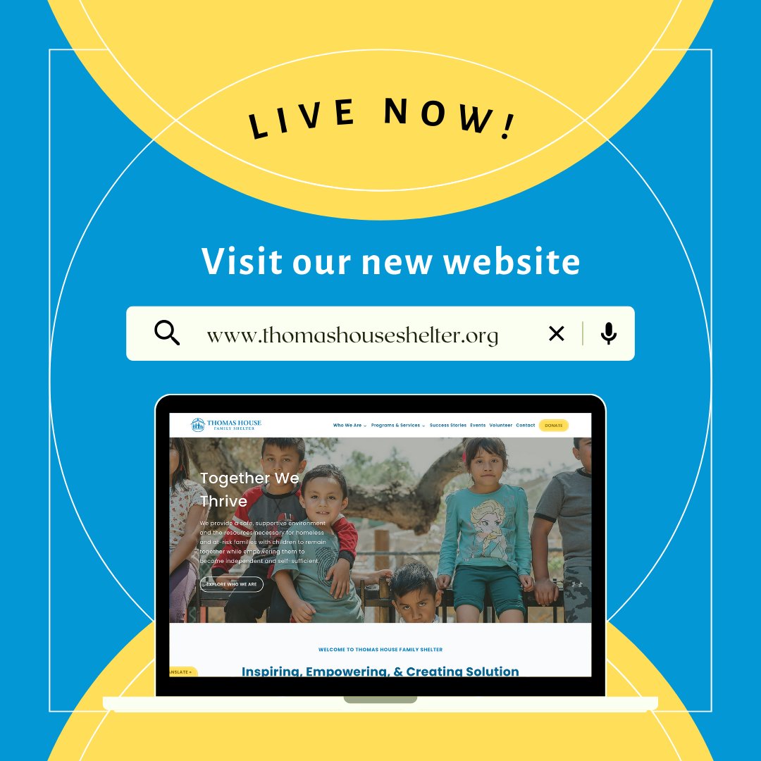 Today is the day! 🌟 We're thrilled to unveil our newly redesigned website, crafted with YOU in mind! Explore a more user-friendly experience and discover the impact of our work. thomashouseshelter.org. 

#THFS