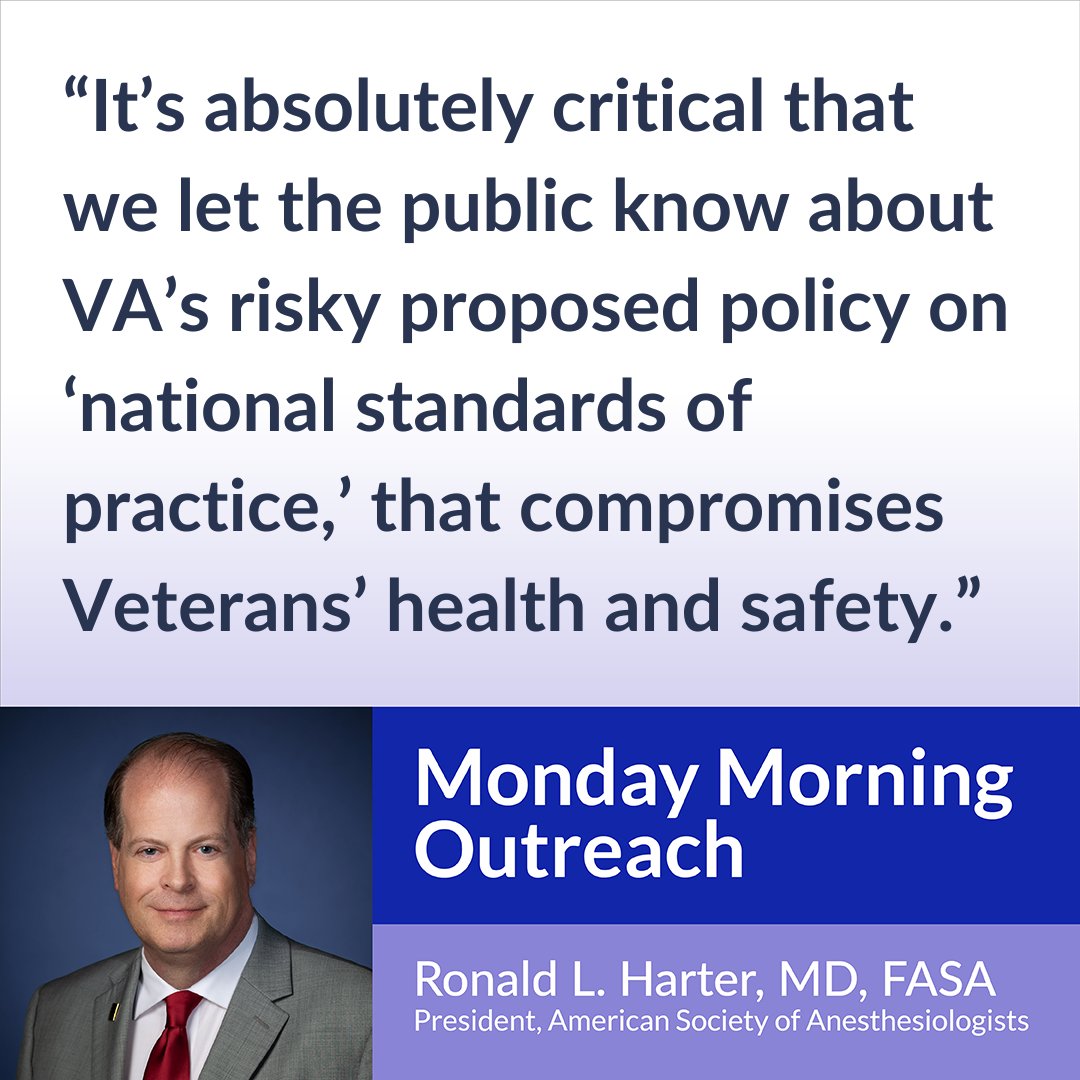 In April, ASA President Dr. Ronald Harter teamed with combat Veteran Dr. Bridget Bush for a Satellite Media Tour—a series of media interviews urging audiences to contact their legislators to preserve physician-led care in the VA system. Members, read more: ow.ly/LNoT50RvVwL