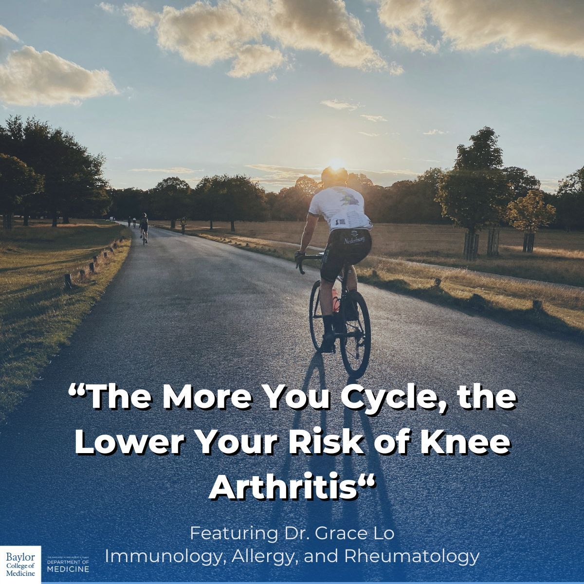 Dr. Grace Lo leads research revealing cycling's protective role against knee osteoarthritis! 🚴‍♂️ Learn more about how this activity isn't just 'not bad' but potentially great for your knees in this article. #BCMDoM Read more: buff.ly/4bss9Yy