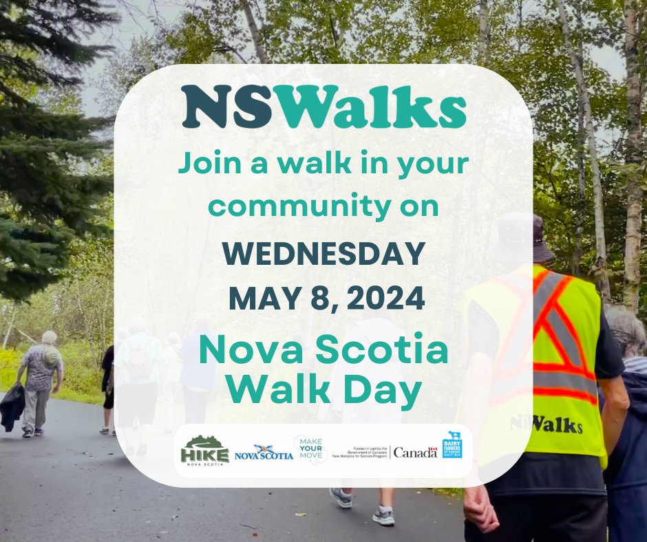 Find a walk in your community on Nova Scotia Walk Day - Wednesday May 8th! #HikeNS #NSWalks #NSWalkDay hikenovascotia.ca/ns-walks-event…