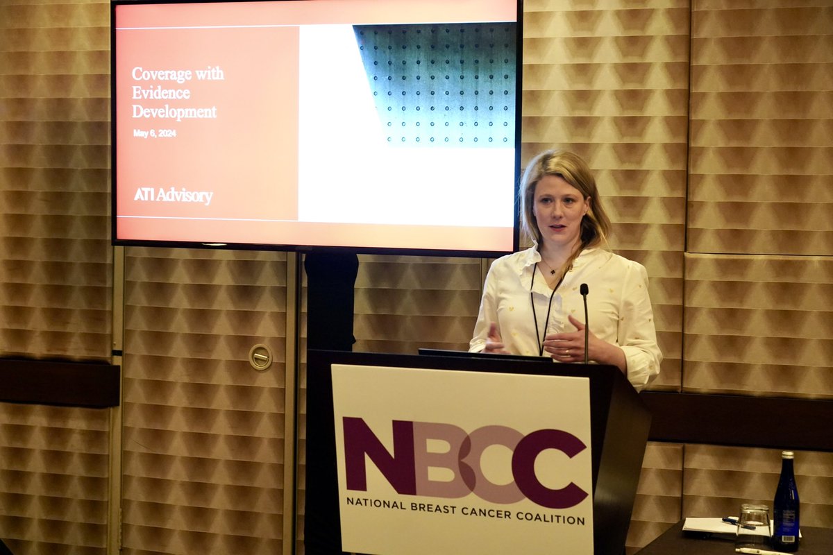 Interesting #NBCCSummit session with @ATIAdvisory's @a_kaltenboeck exploring how coverage with evidence development, a policy used by the Centers for Medicare and Medicaid Services, might be leveraged to ensure a more complete understanding of a drug's benefits and its risks.