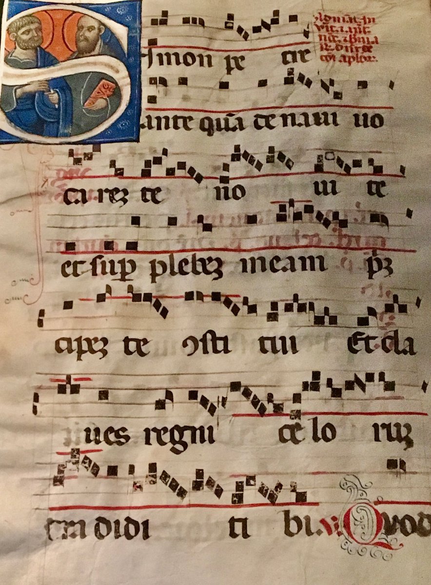 The musical notation of the 13th century ‘Colchester Antiphonary’.  Now part of the collections at Colchester Castle, the antiphonary originated from the Sicilian court of King Conrad (1254-1268). @ColMuseums #ManuscriptMonday #MedievalMonday 📸 My own.