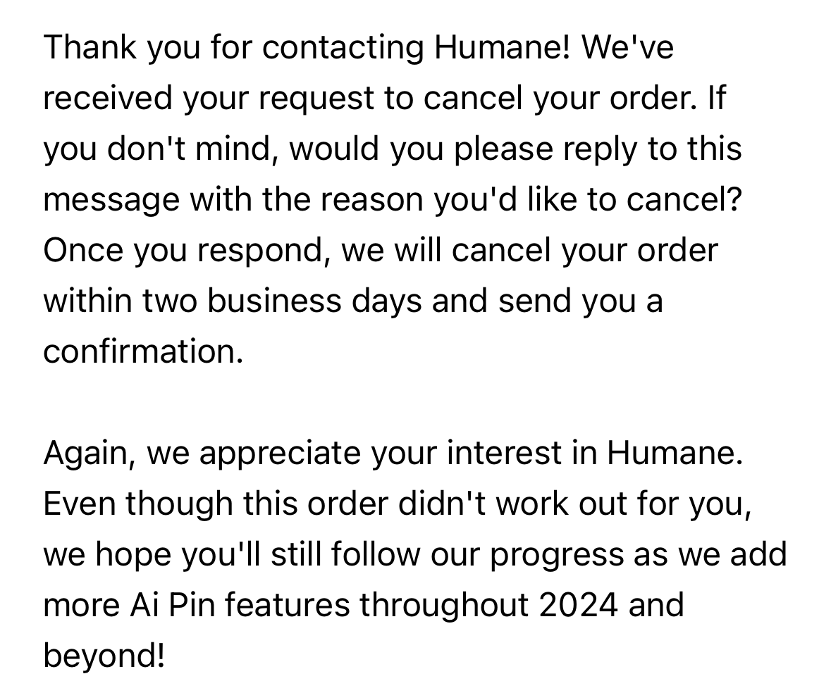 Word on the street is Humane now makes you tell them  WHY you're cancelling your order before they'll confirm 🫣