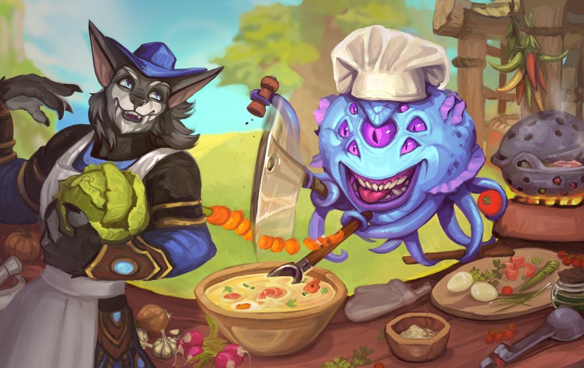 Pandaria inspired cooking scene for @alndron 👀 Was super fun to work on your worgen one more time and an interesting experience to draw so much food! Thanks for opportunity ✨