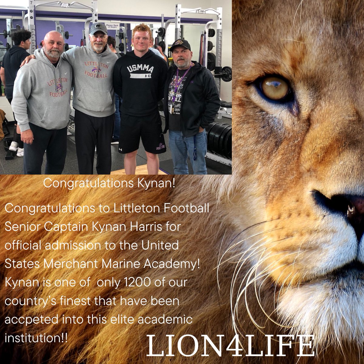 KYNAN HARRIS - LION4LIFE! Stands Tall as one of only 1200 of our country’s elite to be accepted in the USMMA!