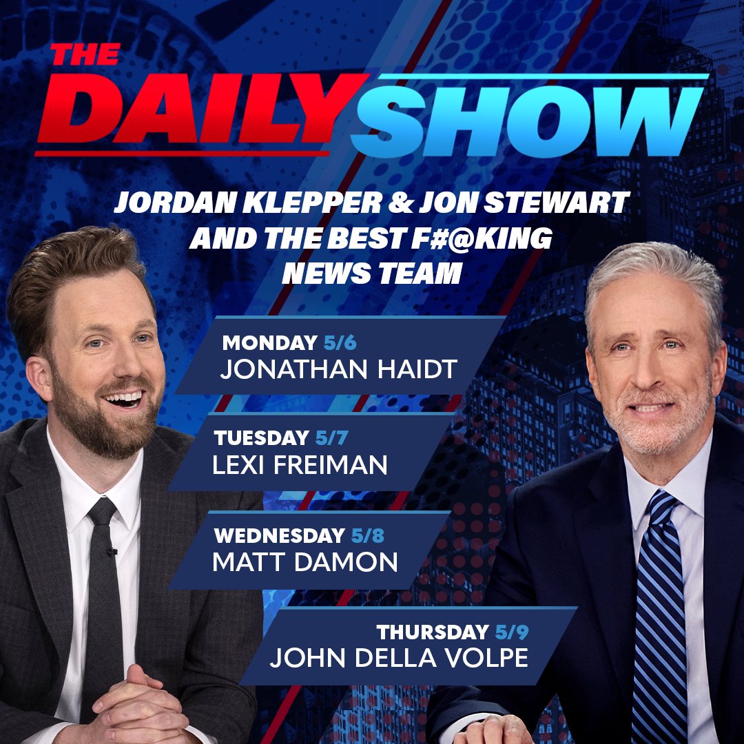 Switching things up to keep you on your toes: @jordanklepper is hosting Mon-Weds, and @jonstewart  is on Thursday! Get tickets here: dailyshowtickets.com
