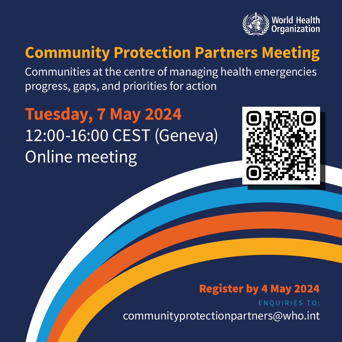 TOMORROW! This @WHO event on May 7th will review good practice & progress to date on advancing community-centred health emergency management; review good practice & challenges for advancing community protection; and discuss modalities for partnerships: tinyurl.com/mmrapzny