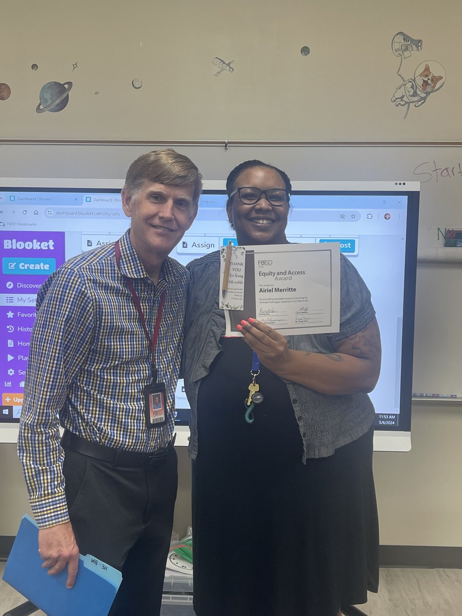 🌟 Congratulations to Airiel Merritte of <a href="/MBGE_Gators/">Mission Bend Glen Elementary</a> for earning <a href="/FBISD_MSD/">FBISD Multilingual Programs</a>'s Equity &amp; Access award! Airiel champions student success by promoting complete sentences and academic language for all learners. Her commitment to equitable instruction sets a fantastic example for all!