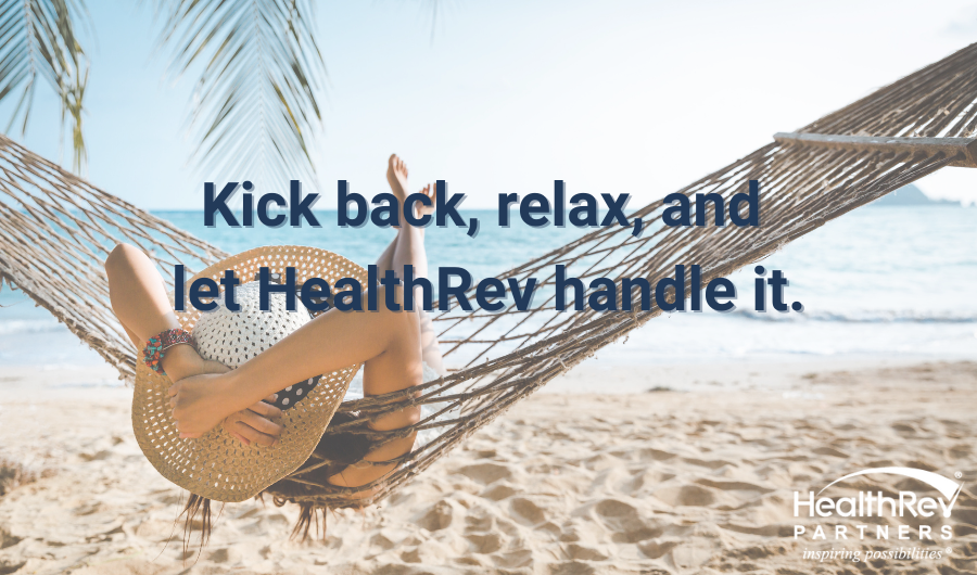 Vacation Mode. HealthRev Partners' technology solutions integrate seamlessly with your existing systems to simplify workflows and provide advanced analytics. Kick back, relax, and let HealthRev handle it. Schedule a time to Talk with a Specialist healthrevpartners.com/speak-to-speci…