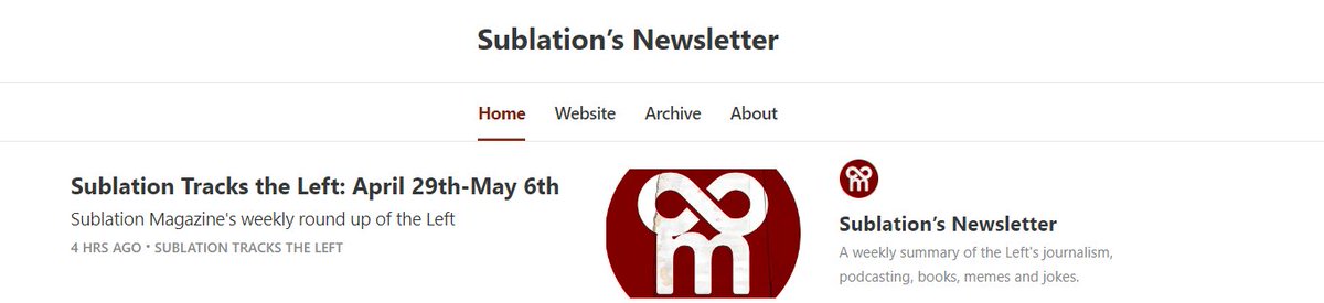 New 'Sublation Tracks the Left' newsletter signup for free weekly delivery (& please share with your networks) sublationthejournal.substack.com/p/sublation-tr… this week features @CosmonautMag @damagemag @jacobin @ConnorMOKeeffe @ocregister @platypus1917 @ccutrone1970 @BMStudebaker @EDAnalysis…