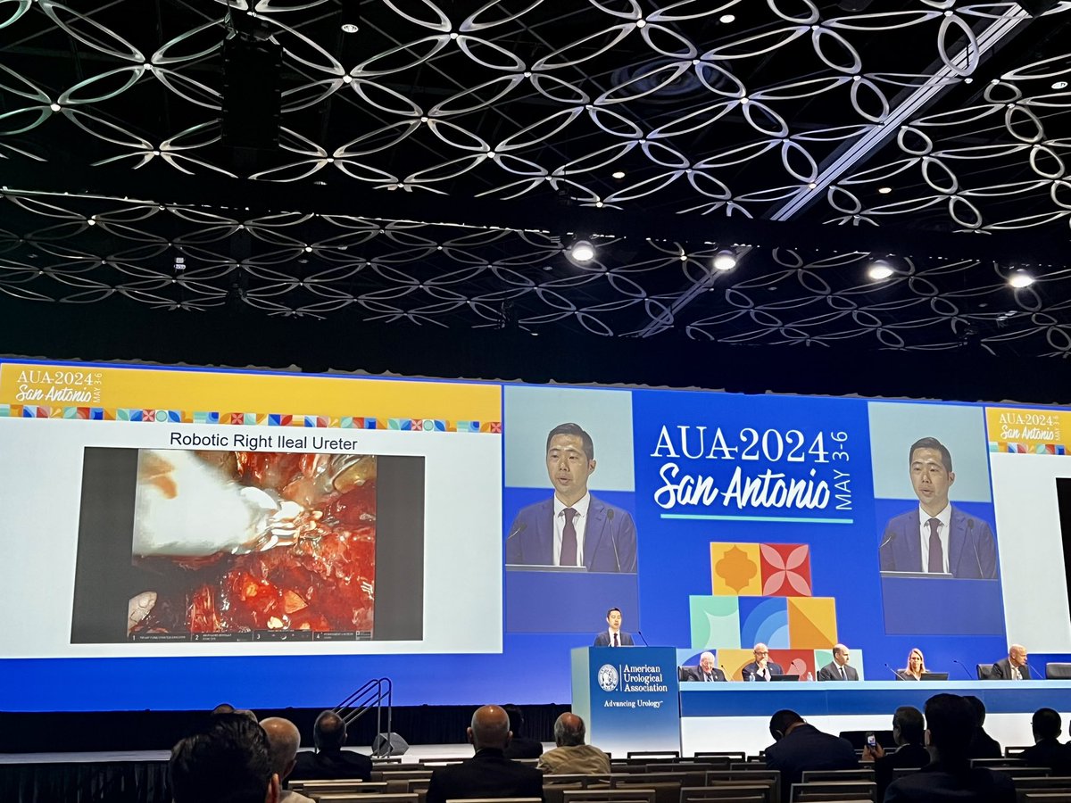Ziho Lee, MD, at the podium for the Plenary Session on ileal ureter reconstruction. @AmerUrological #AUA24