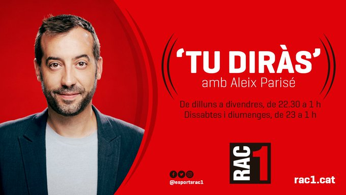 #TuDiràs | 👋 Bona nit!
📻 Comença la nit esportiva de Catalunya
🎙️ @aleixparise
▶️ rac1.cat/directe